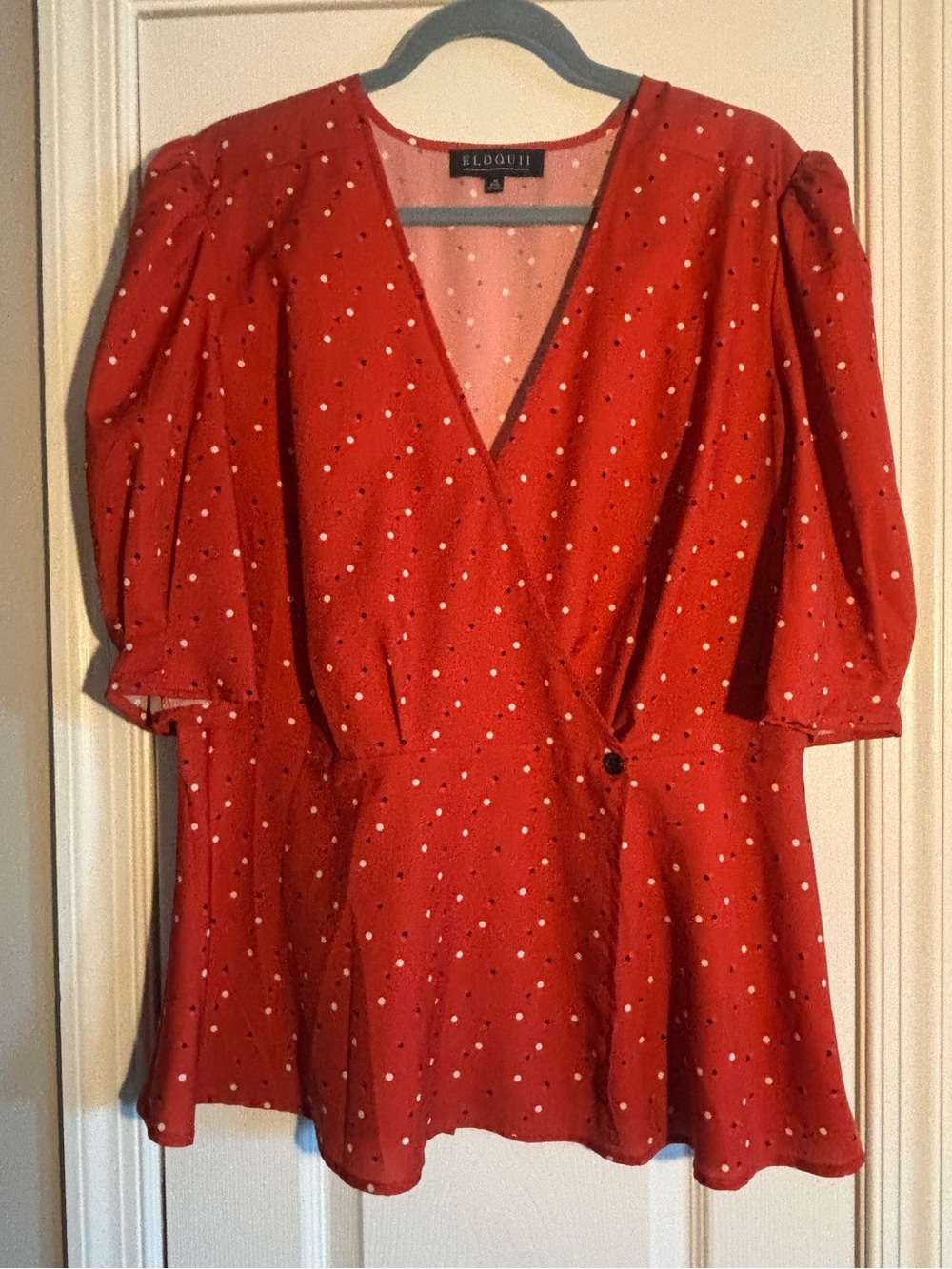 Plus-Size Eloquii Red Polka Dot Wrap Top / Retro Chic / Size 18
